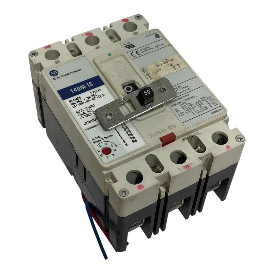 Used Allen-Bradley 140M-I8 Motor Circuit Protector 50A 3 Pole Breaker 140M-I8P-C50-CX