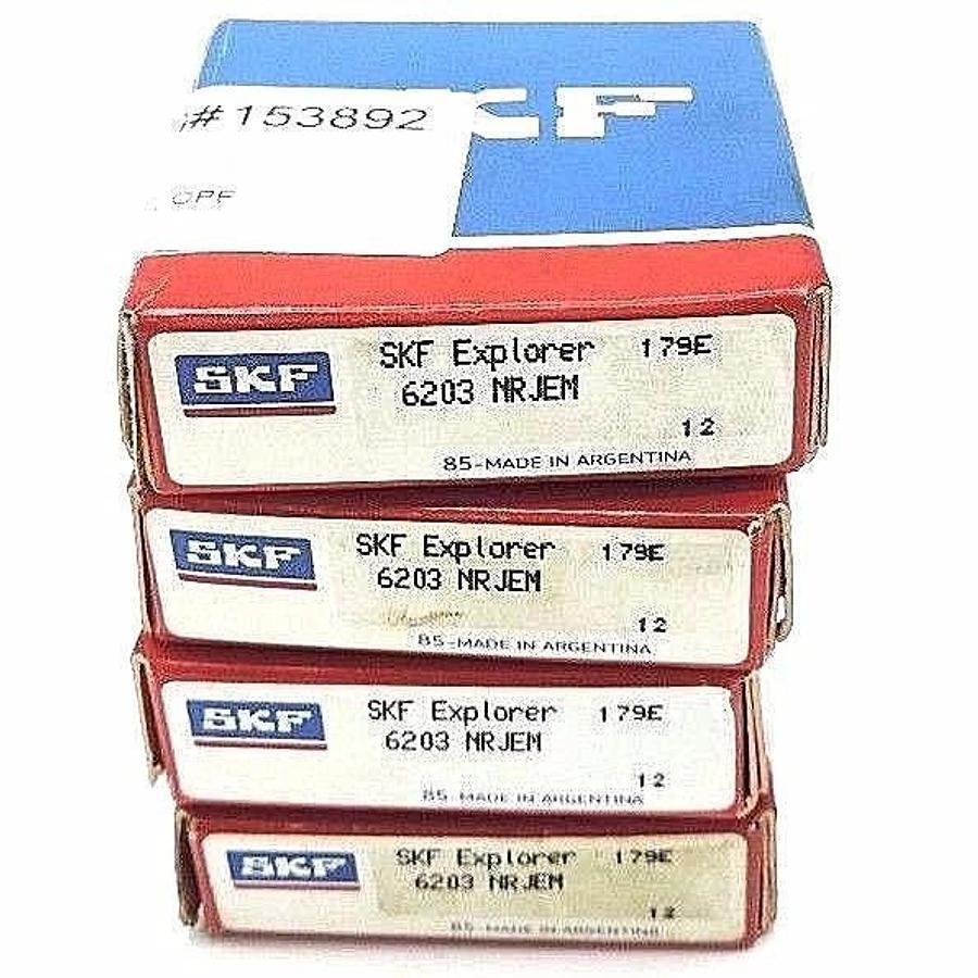 Used LOT OF 4 NIB SKF 6203-NRJEM BALL BEARINGS 17X40X12MM W/SNAP RING OPEN 6203NRJEM