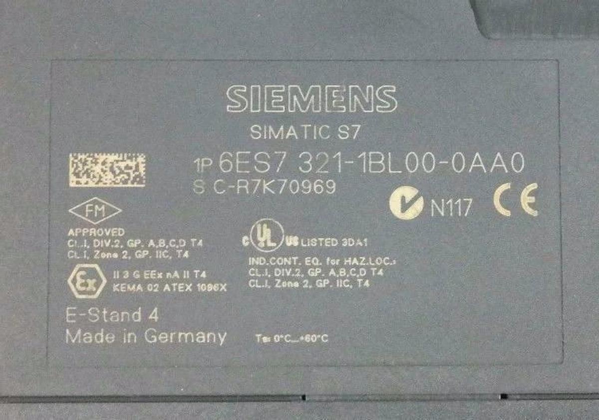 Used SIEMENS 6ES7 321-1BL00-0AA0 SIMATIC DIGITAL INPUT MODULE 24VDC, 32POINT