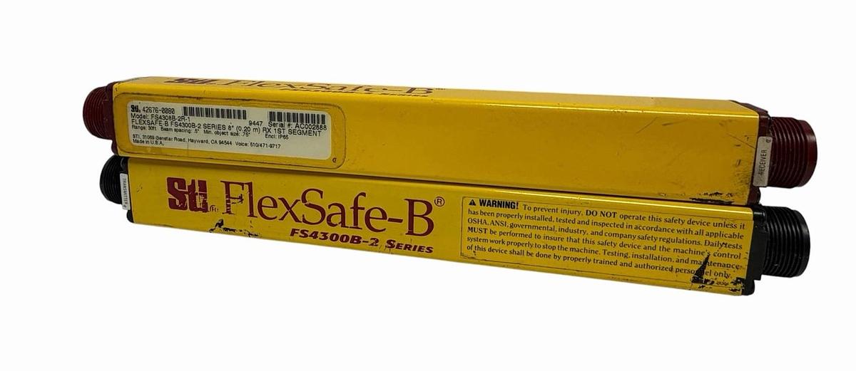 Used STI FLEXSAFE B FS4300B-2 SERIES, 8" LIGHT CURTAIN SET FS4308B-2R-1, FS4308B-2X-1