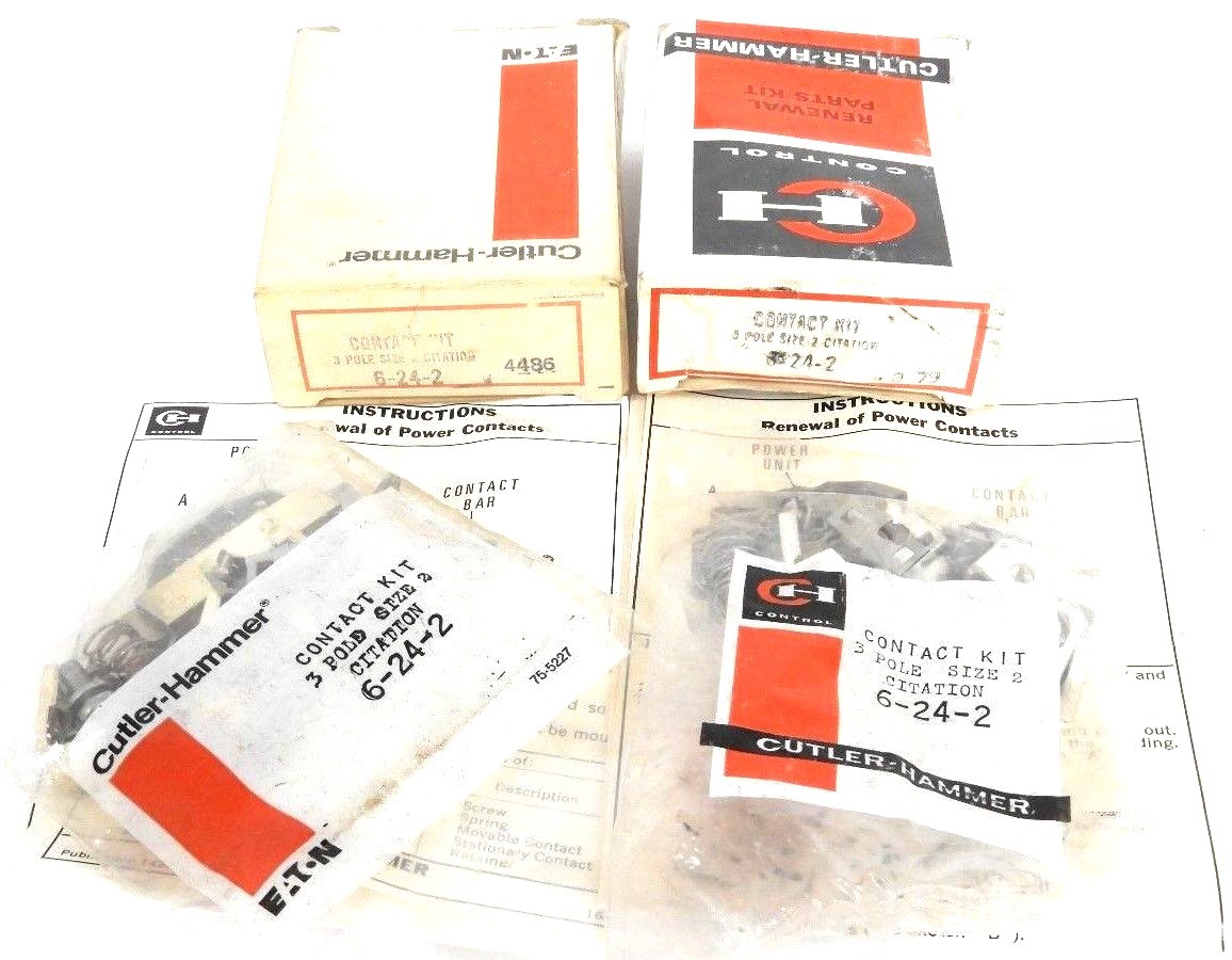 LOT OF 2 NIB CUTLER HAMMER 6-24-2 CONTACT KITS 3-POLE SIZE 2, 6242