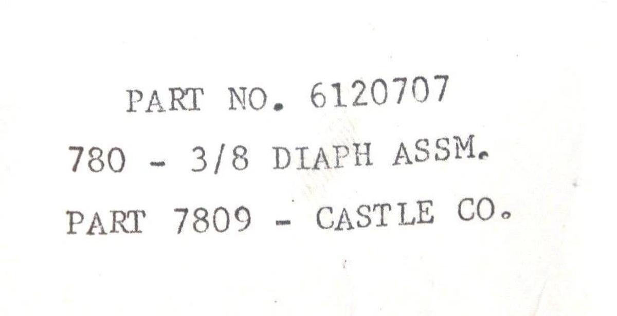 NIB CASTLE CO. 6120707 , 780-3/8 DIAPHRAGM ASSEMBLY PART 7809