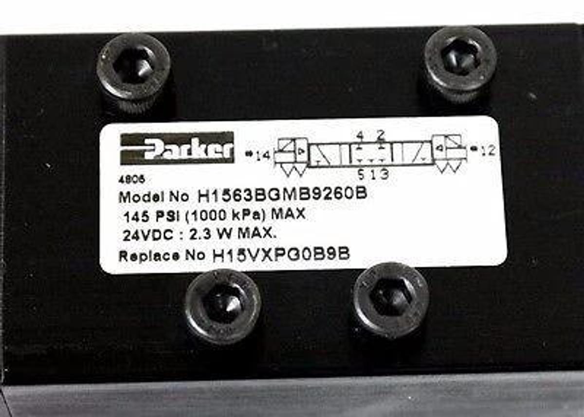 Used NIB PARKER H1563BGMB9260B PNEUMATIC VALVE 1/4" D SOL 3POS 24VDC PS4038260P
