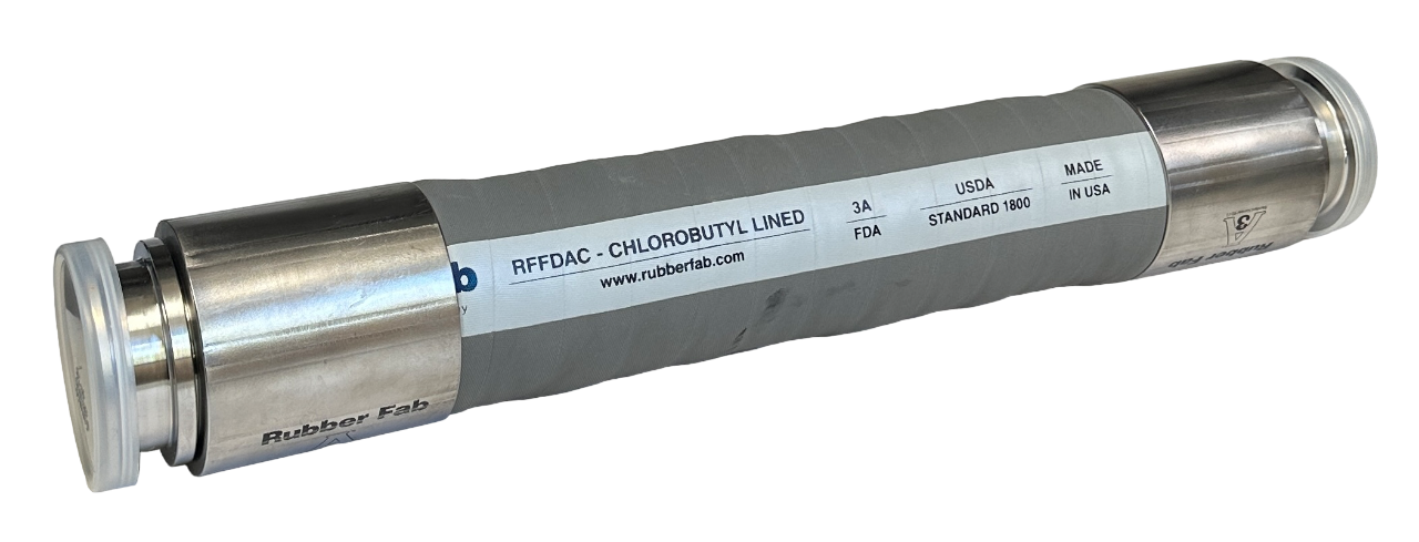 Used RUBBER FAB 3A 62-02 RFFDAC CHLOROBUTYL LINED SANITARY HOSE STANDARD 1800 NSNP