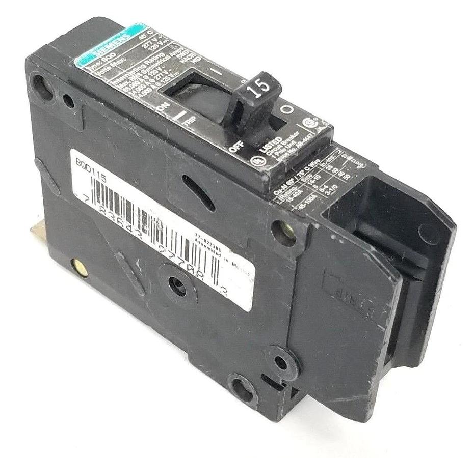 Used ITE SIEMENS BQD115 CIRCUIT BREAKER 15A 1P 277VAC AB-4447 800121A20