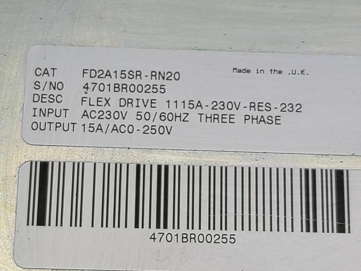 Used BALDOR ABB FD2A15SR-RN20 FLEX DRIVE SERVO DRIVE 1115A-230V-RES-232 15A/AC0-250V