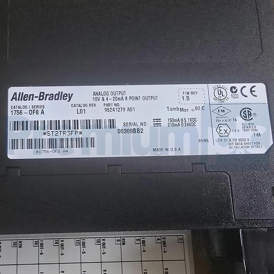 Used Surplus Allen Bradley 1756-OF8 /A ControlLogix 8-Pt Analog Output Module F/W 1.5