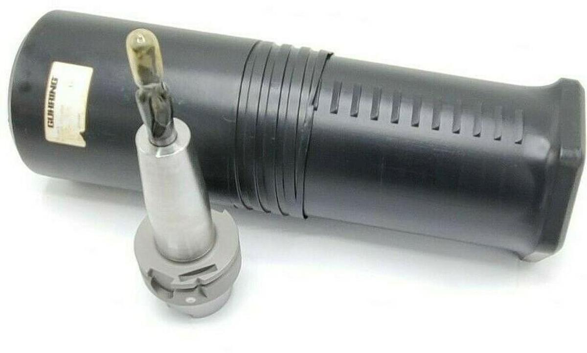 Used NEW GUHRING HSK63-A 0 14X120 TOOL HOLDER ASSY CT-62595 W/ CT-62596 14MM STEPDRIL