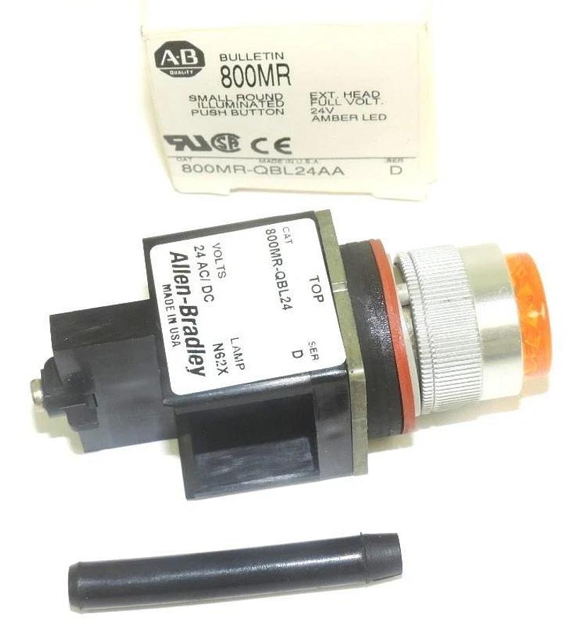 Used NIB ALLEN BRADLEY 800MR-QBL24AA SMALL ROUND ILLUM. PUSH BUTTON EXT. HEAD SER. D