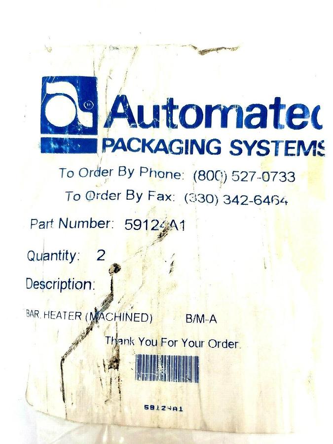 NEW AUTOMATED PACKAGING SYSTEMS 59124A1 MACHINED HEATER BAR