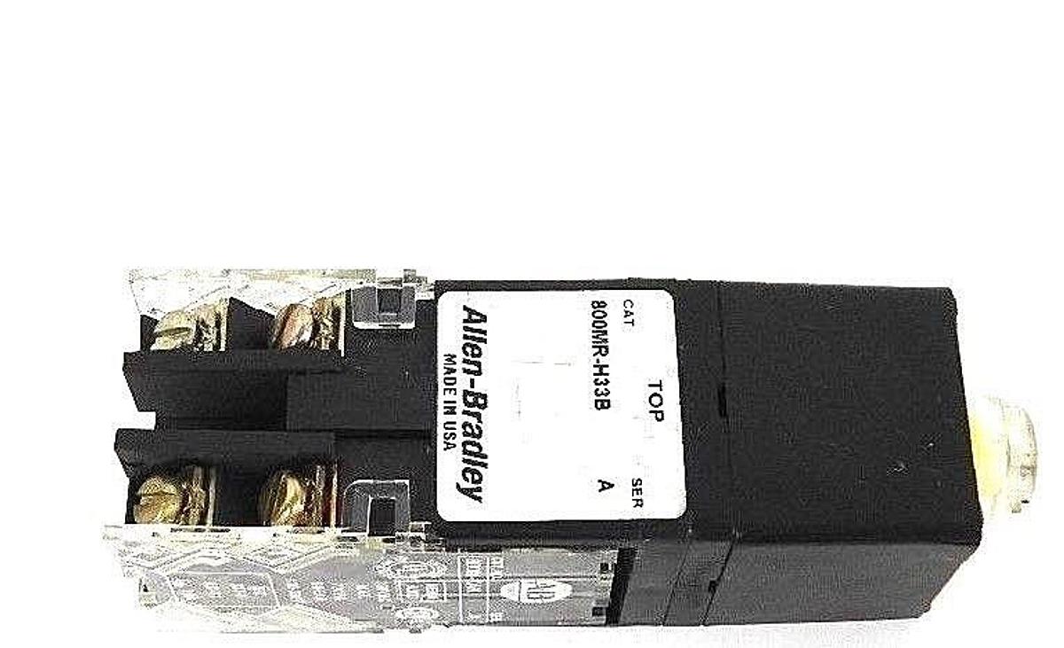 Used ALLEN BRADLEY 800MR-H33B SELECTOR SWITCH SER. A W/ 800M-XAK SER. A CONTACTS