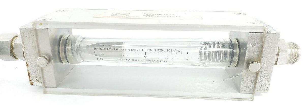 Used BROOKS 1305D08A1B1A FLOW METER 1-14 SCFM AIR R-8M-75-1 S-925-J-202-AAA