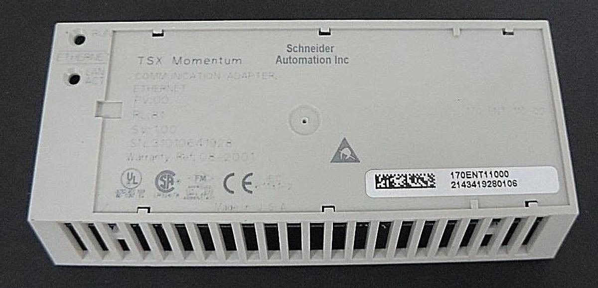 Used SCHNEIDER MODICON 170ENT11000 COMMUNICATION ADAPTER PV: 00, RL: 81, SV: 1.00