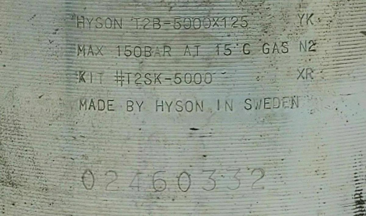 Used HYSON T2B-5000X125 NITROGEN GAS SPRING 150BAR T2B-5000 T2B-5000-125 YK