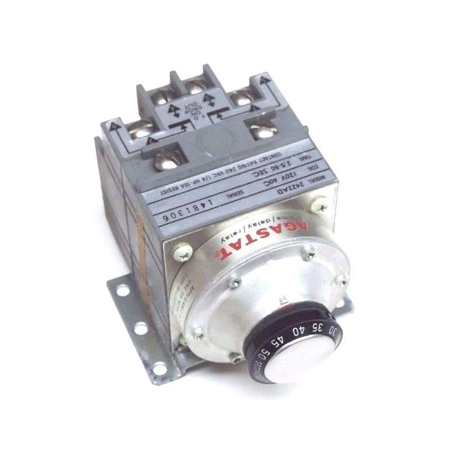 Used NIB AGASTAT 2422AD TIMING RELAY 120V, 60C, 2.5/50 SEC., 240VAC, 1/4HP, 10A