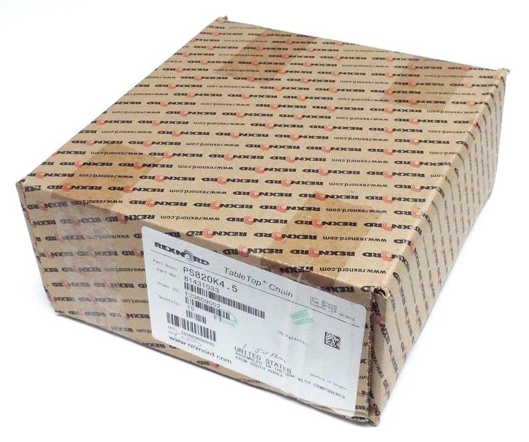 NIB REXNORD PS820K4.5 TABLE TOP CHAIN 10FT LENGTH 4.5" WIDTH 1.5" PITCH