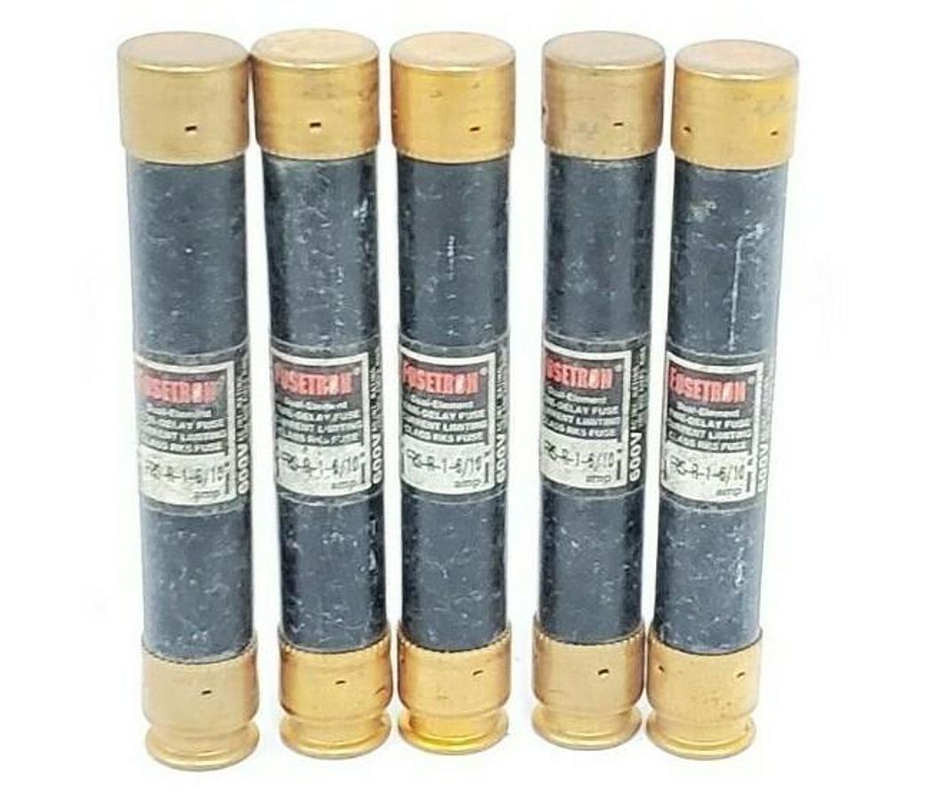 Used LOT OF 5 COOPER BUSSMANN FRS-R-1-6/10 FUSETRON FUSES FRSR1610, 600V