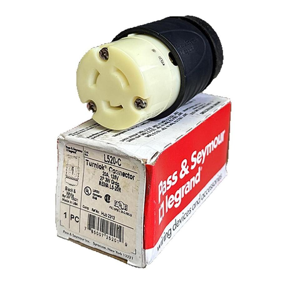 Used 3 NEW PASS & SEYMOUR L520-C / L520C TurnLok CONNECTORS 20A 125V BLACK & WHITE