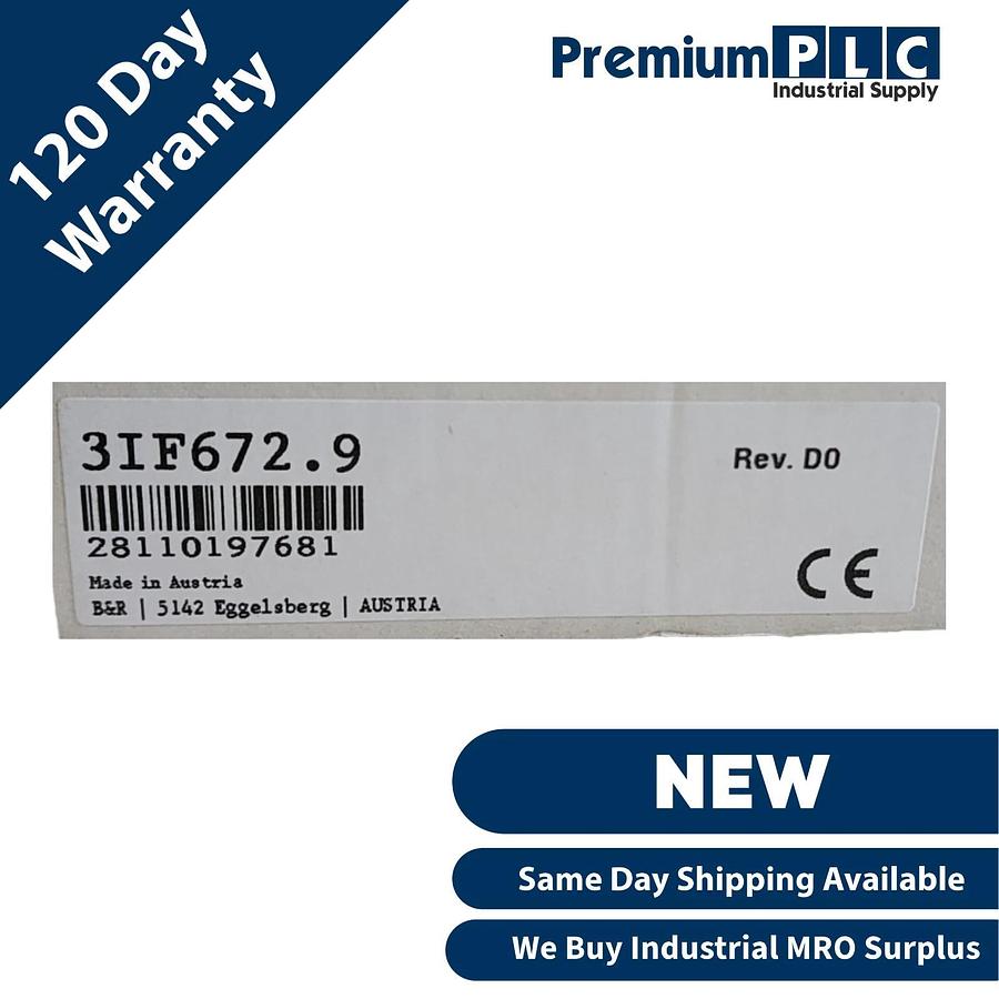 NEW B&R 3IF672.9 REV D0 2005 INTERFACE MODULE 1 RS232 , 2 CAN INTERFACES 3IF6729