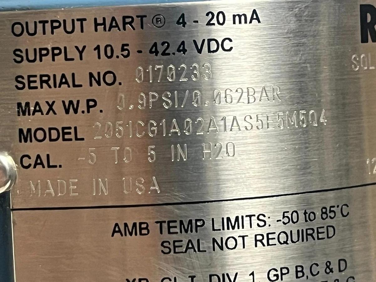 Rosemount 2051C Coplanar Pressure Transmitter 2051CG1A02A1AS5E5M5Q4 HART
