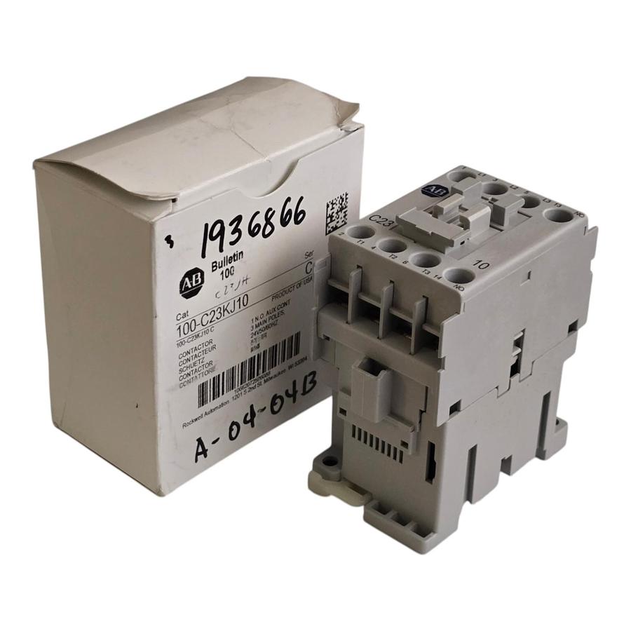 Used Allen-Bradley 100-C23KJ10 /C 100-C IEC Contactor 3-P 23A, 1 N.O. Coil 24VAC NSMP