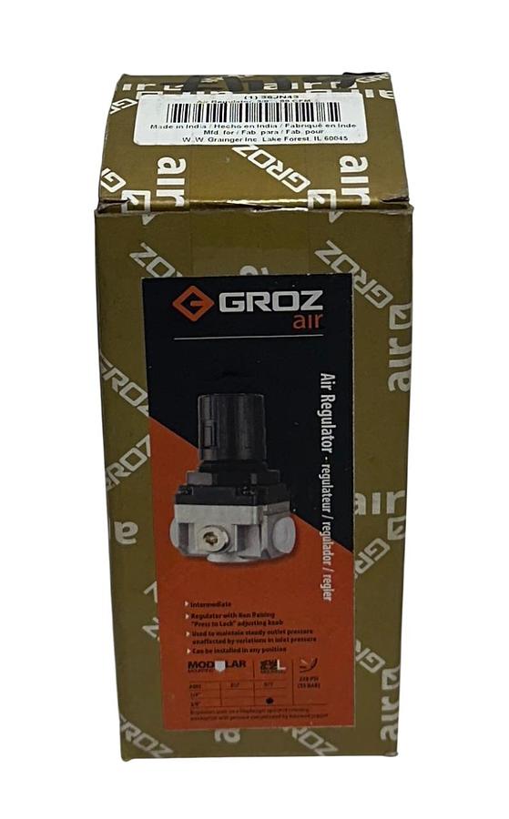 Used GROZ AIR R14924 / 36JN43 AIR REGULATOR 3/8'' NPT 225PSI MAX 7-140PSI SET NSMP