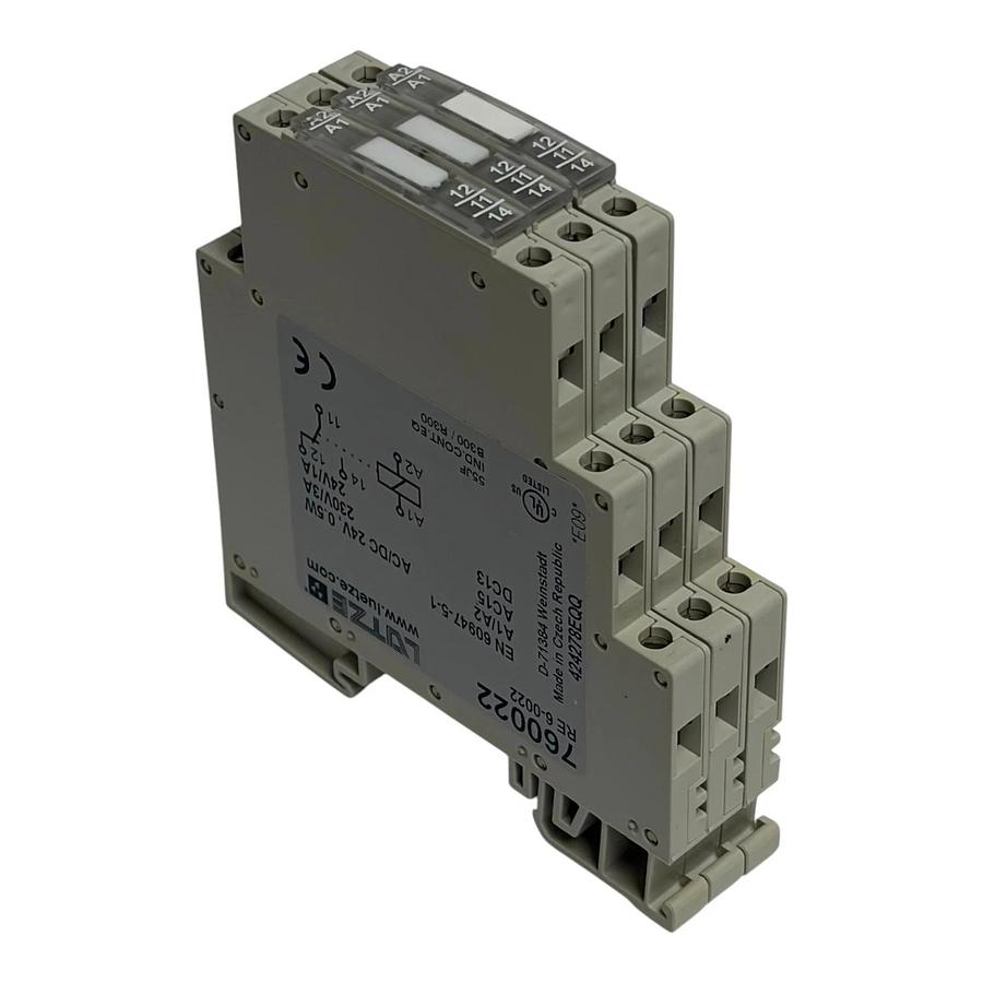 Lot of 3 Lutze 760022 RE 6-0022 Interface Relay Modules 24VAC/DC 230V 3A New