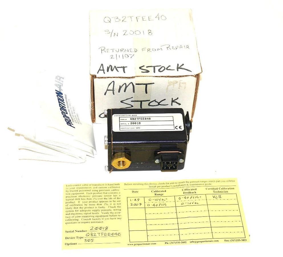 Refurbished PROPORTION AIR INC. QB2TFEE040 PRESSURE CONTROL VALVE MODIFICATIONS 305