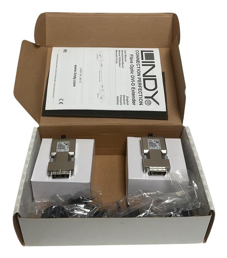 Used LINDY DVI-D / 38113 EXTENDER FIBER OPTIC LC 1500m DVID SINGLE-LINK NSMP