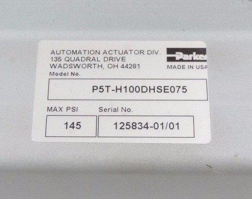 Used NEW PARKER P5T-H100DHSE075 SHORT-STROKE THRUSTER 145PSI P5TH100DHSE075