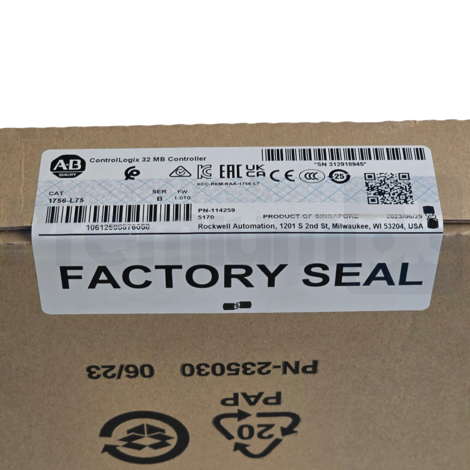 Used Sealed Pre-Owned Allen Bradley 1756-L75 /B ControlLogix 32MB Controller FW 1.010