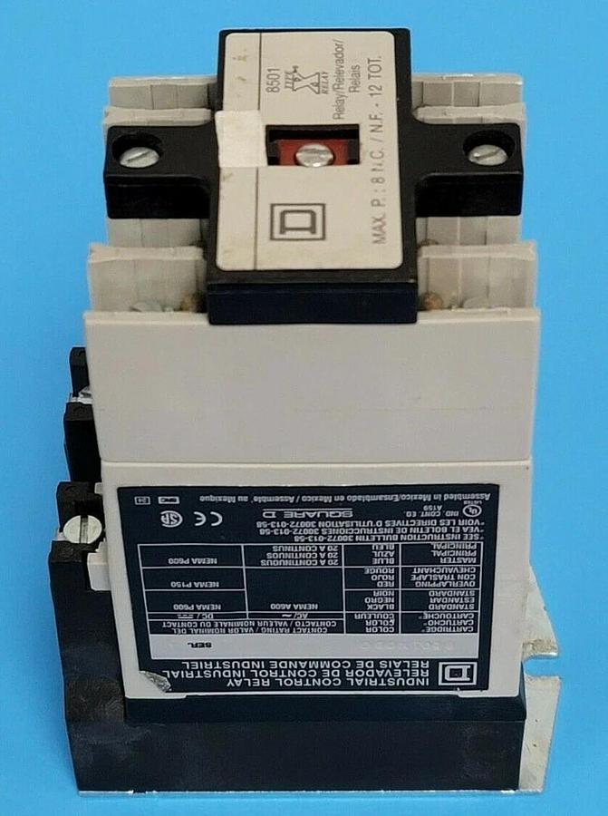 NEW SQUARE D 8501-X080 CONTROL RELAY TYPE X, SER A, 8501XO80, 9998-X53 COIL