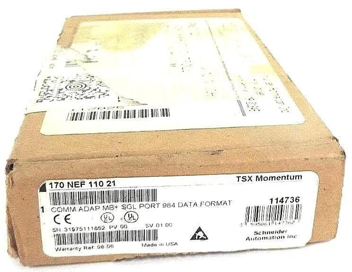 Used NIB SCHNEIDER MODICON 170NEF11021 COMM ADAP MB+ SGL PORT 984 DATA FORMAT