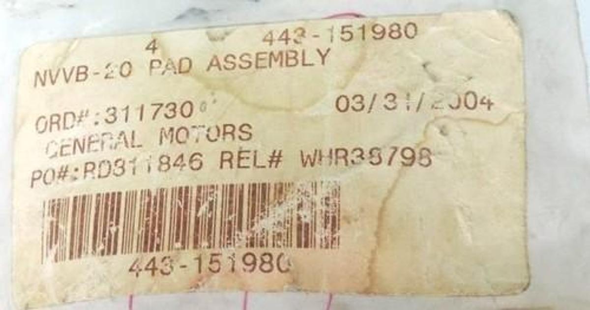 Used LOT OF 4 NEW 443-151980 PAD ASSEMBLIES NVVB-20