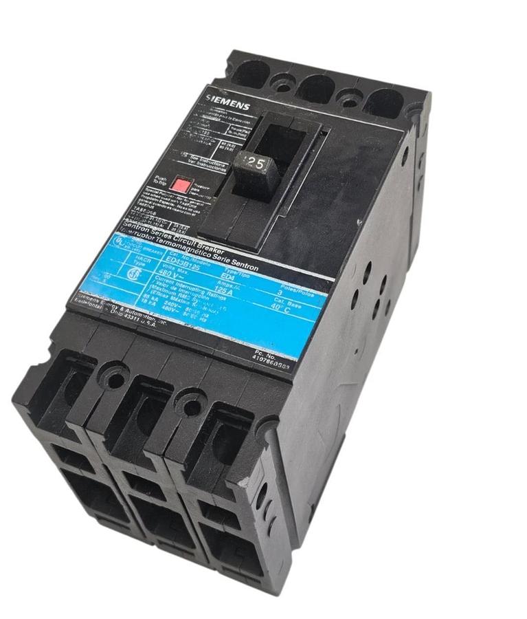 Used SIEMENS ED43B125 CIRCUIT BREAKER 3-POLE 125A 480V