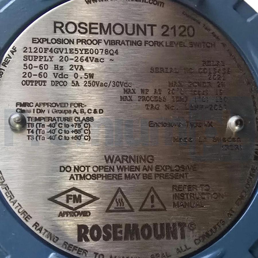 Rosemount 2120 Liquid Level Switch Vibrating Fork 2120F4GV1E5YE0078Q4 NSMP