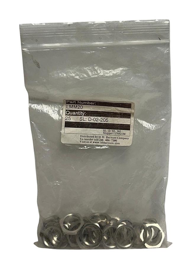 Used 25 LUTZE LMM20 HEXAGONAL METAL LOCKNUTS Metric Thread M20x1.5 BRASS NICKEL NSMP