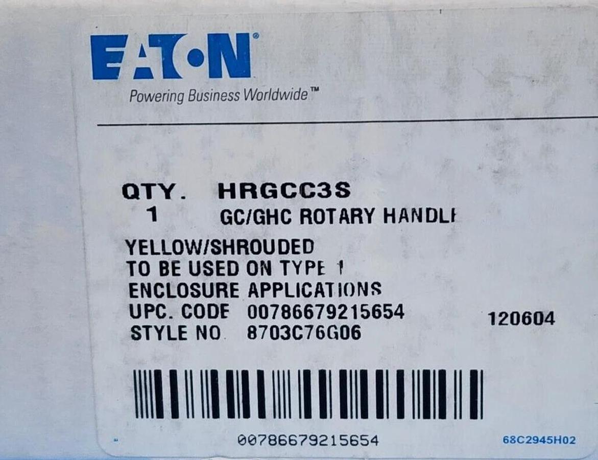 Used NIB EATON CUTLER HAMMER HRGCC3S GC/GHC ROTARY HANDLE 8703C76G06