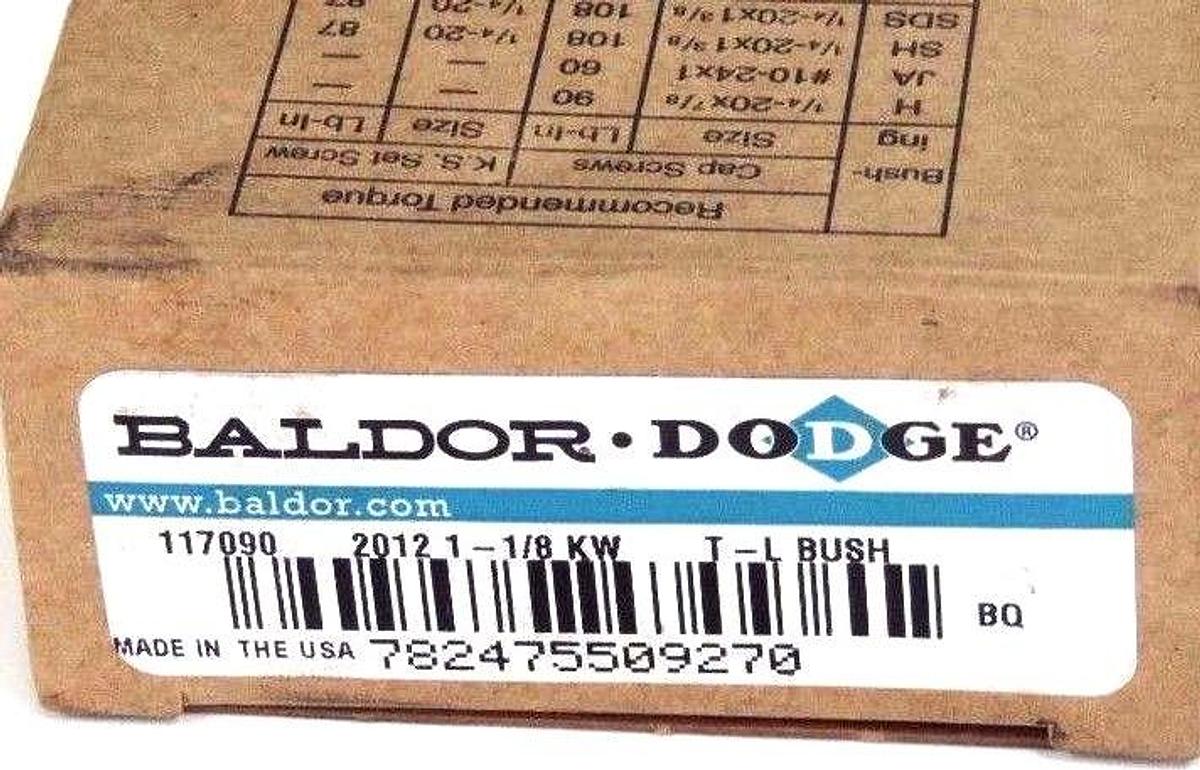 Used NIB BALDOR DODGE 117090 BUSHING 2012 1-1/8'' KW, 2.75'' DIA., TAPER LOCK