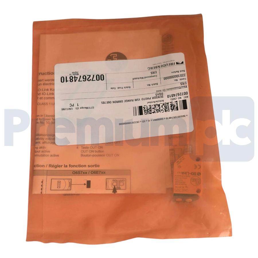 ifm O6E705 Through-beam Laser Sensor Receiver O6ELFNKG/AS/4P IO-Link NSFS