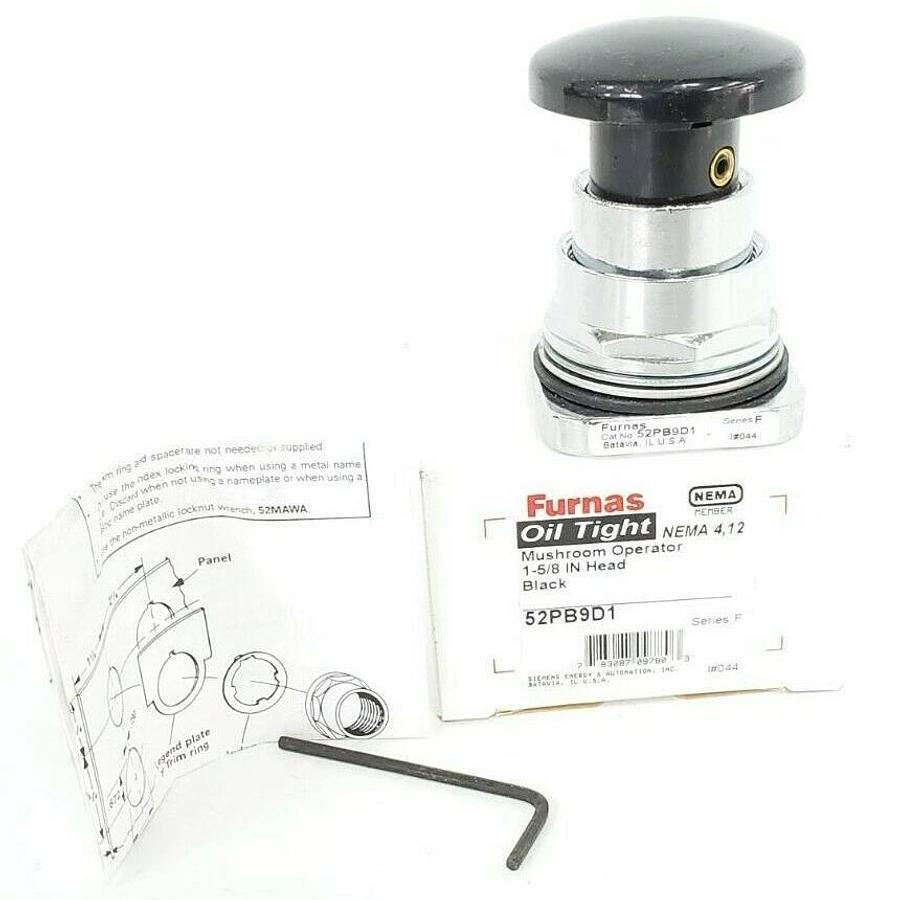 Used NIB FURNAS 52PB9D1 OIL TIGHT MUSHROOM OPERATOR 1-5/8'' HEAD BLACK SER. F