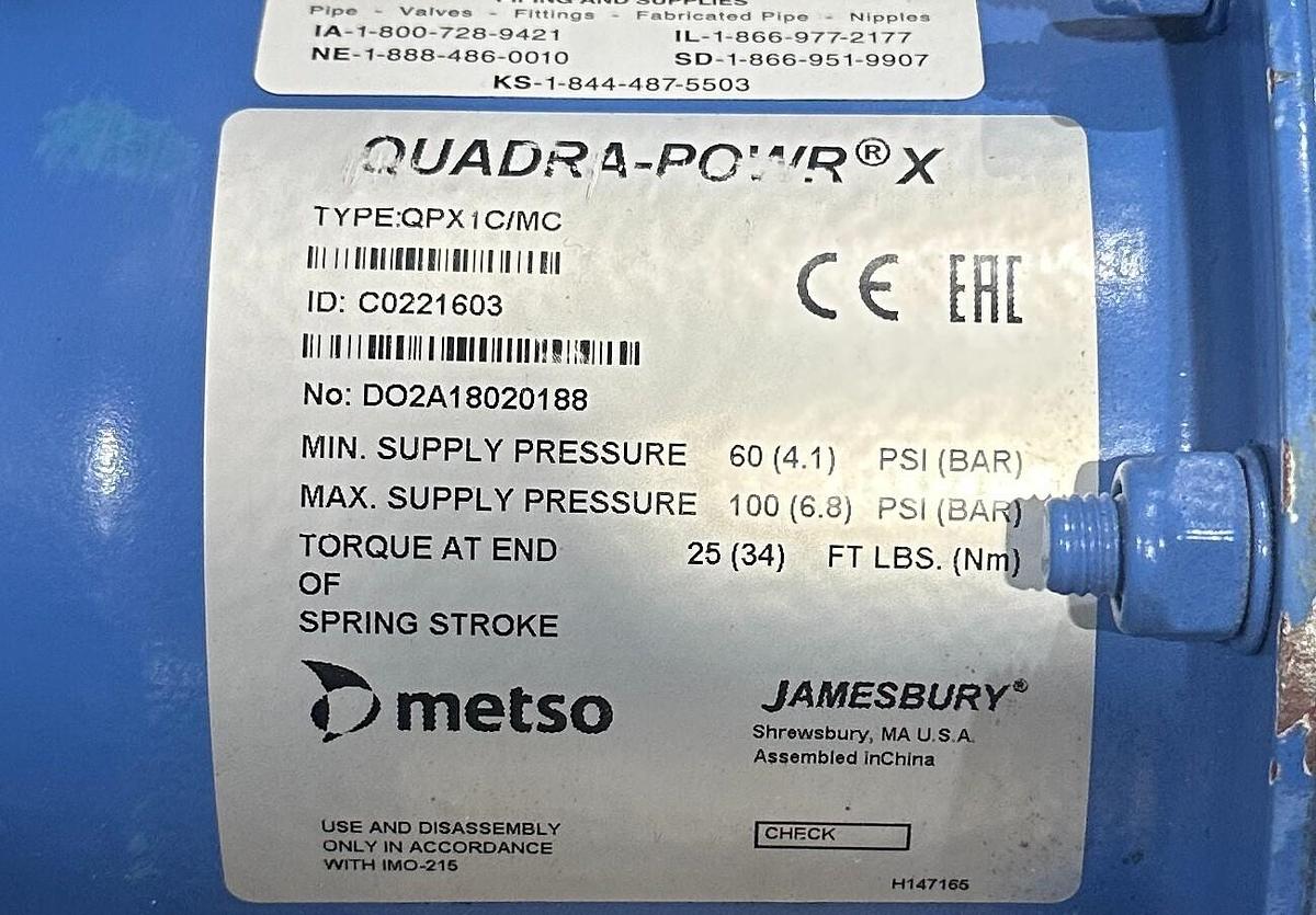 Used METSO JAMESBURY QPX1C/MC ACTUATOR / NP723/J30 POSITIONER RECA02CJJSTA+T10 NSNP