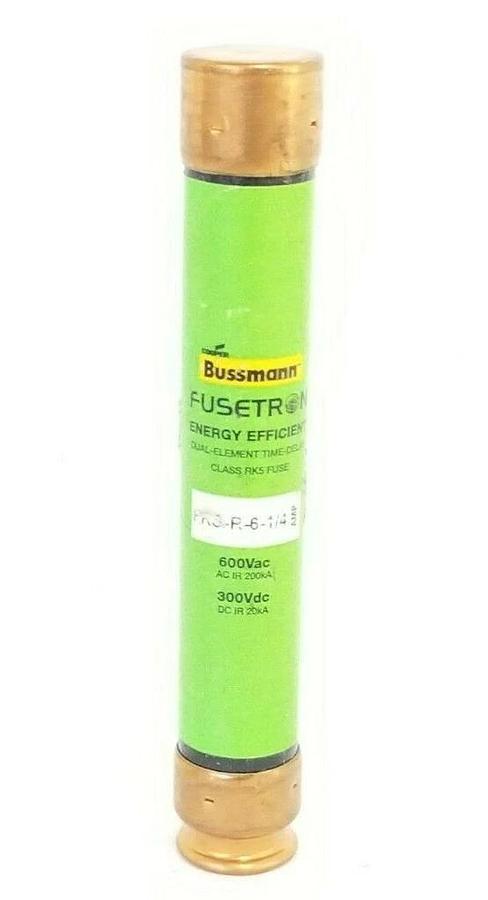 Used COOPER BUSSMANN FRS-R-6-1/4 FUSETRON ENERGY EFFICIENT FUSE 600VAC