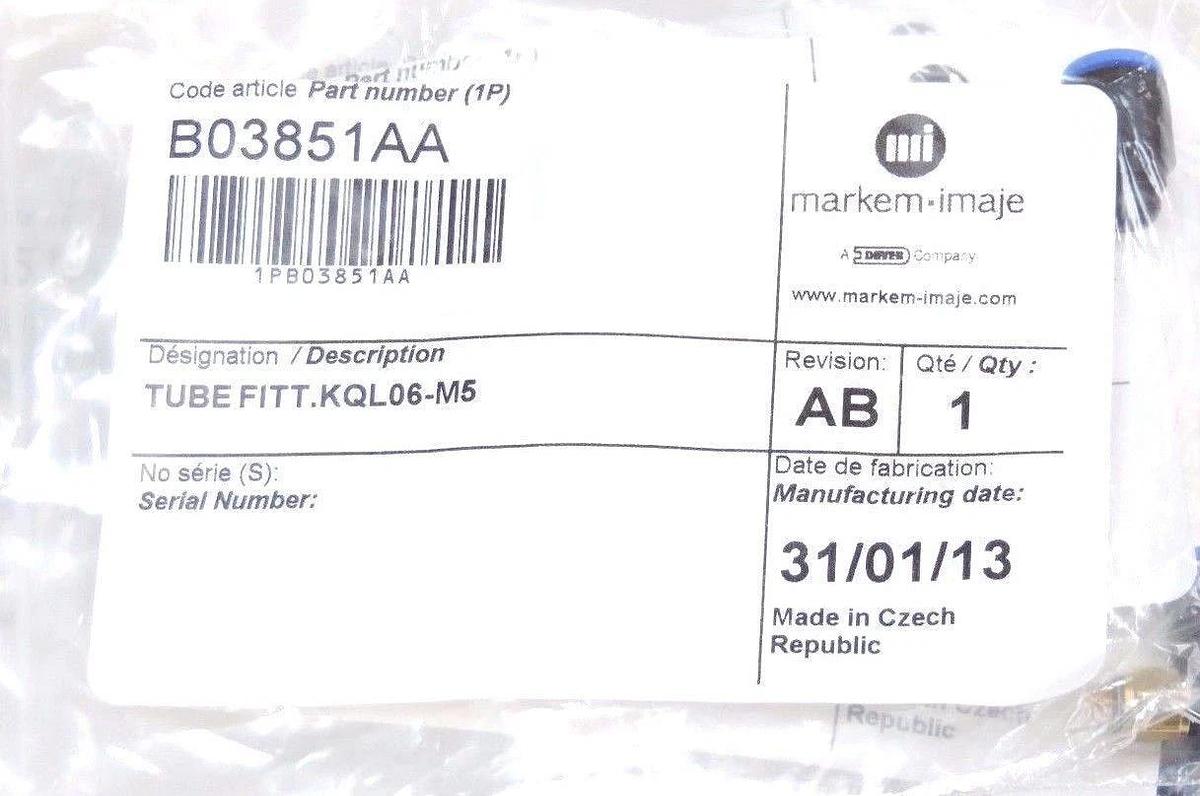 Used LOT OF 18 NEW MARKEM-IMAJE B03851AA TUBE FITT KQL06-M5 REVISION AB