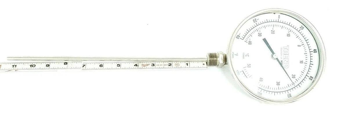 Used WIKA TREND -40 TO 120 DEG F / -40 TO 50 DEG C THERMOMETER, 12" STEM
