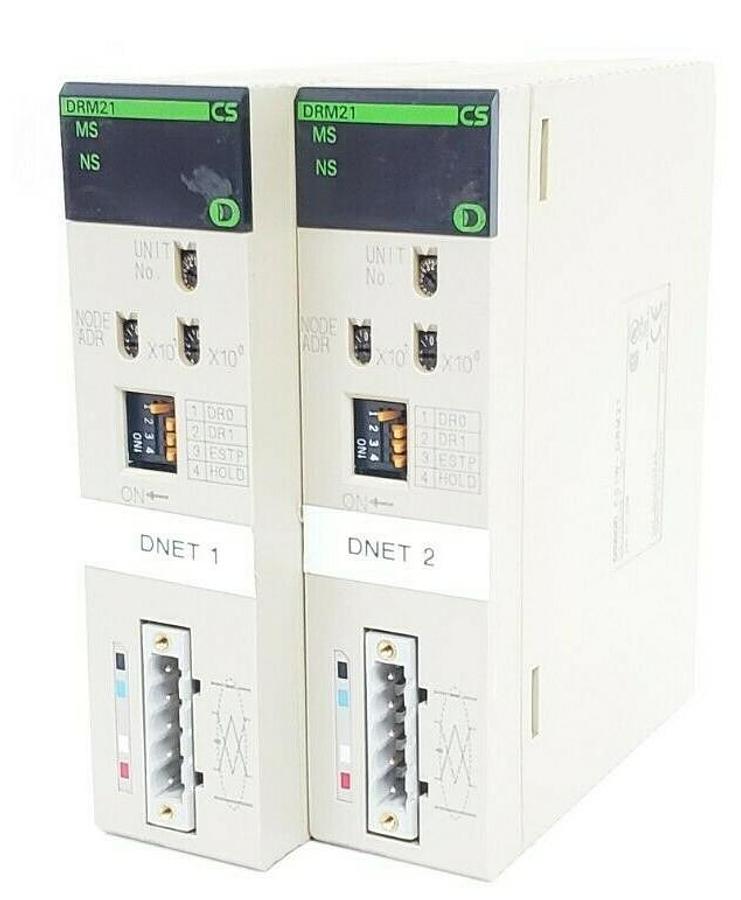 Used LOT OF 2 OMRON CS1W-DRM21 DEVICENET UNITS 24V DC, 0.5W, CS1WDRM21
