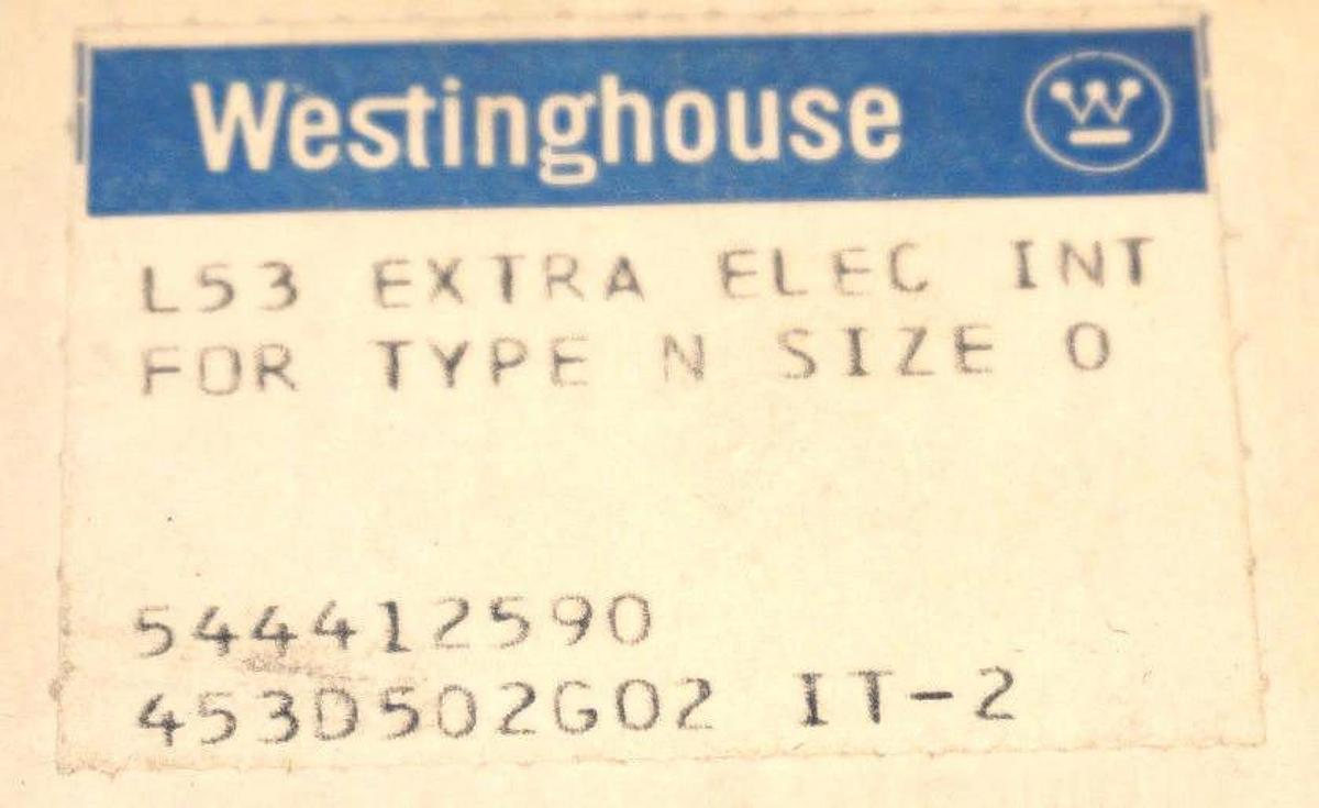 NIB WESTINGHOUSE 453D502G02 L-53 UNIVERSAL INTERLOCK 600VAC, SIZE 0