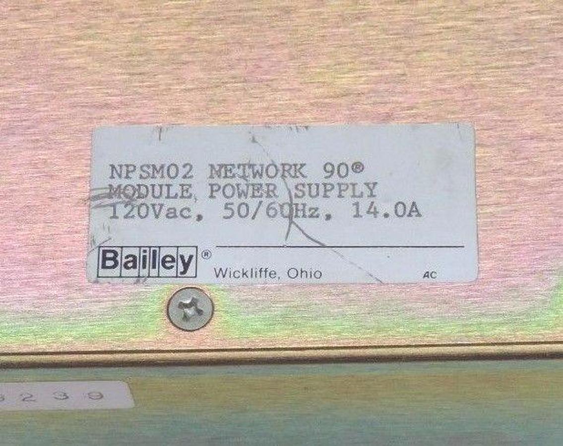Used BAILEY NPSM02 NETWORK 90 POWER SUPPLY MODULE 120VAC, 50/60HZ, 14.0A