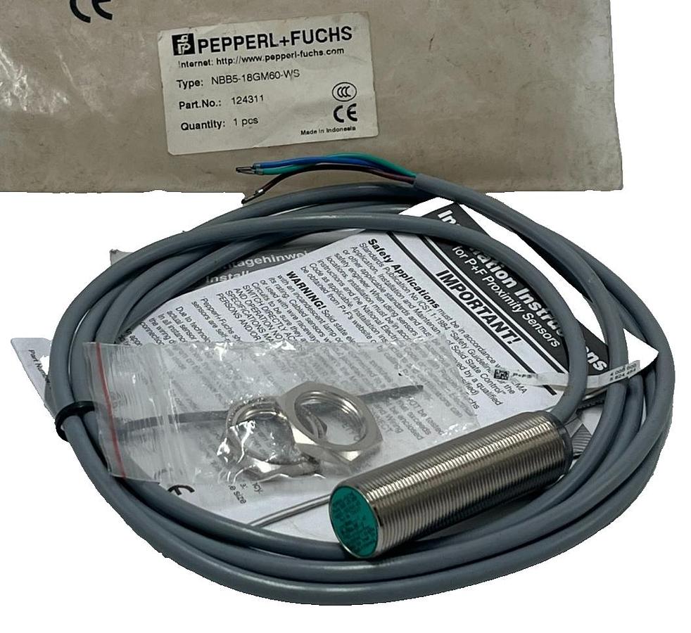 Used PEPPERL+FUCHS NBB5-18GM60-WS Inductive Proximity Sensor 5mm NPN N.C. 2-Wire M18