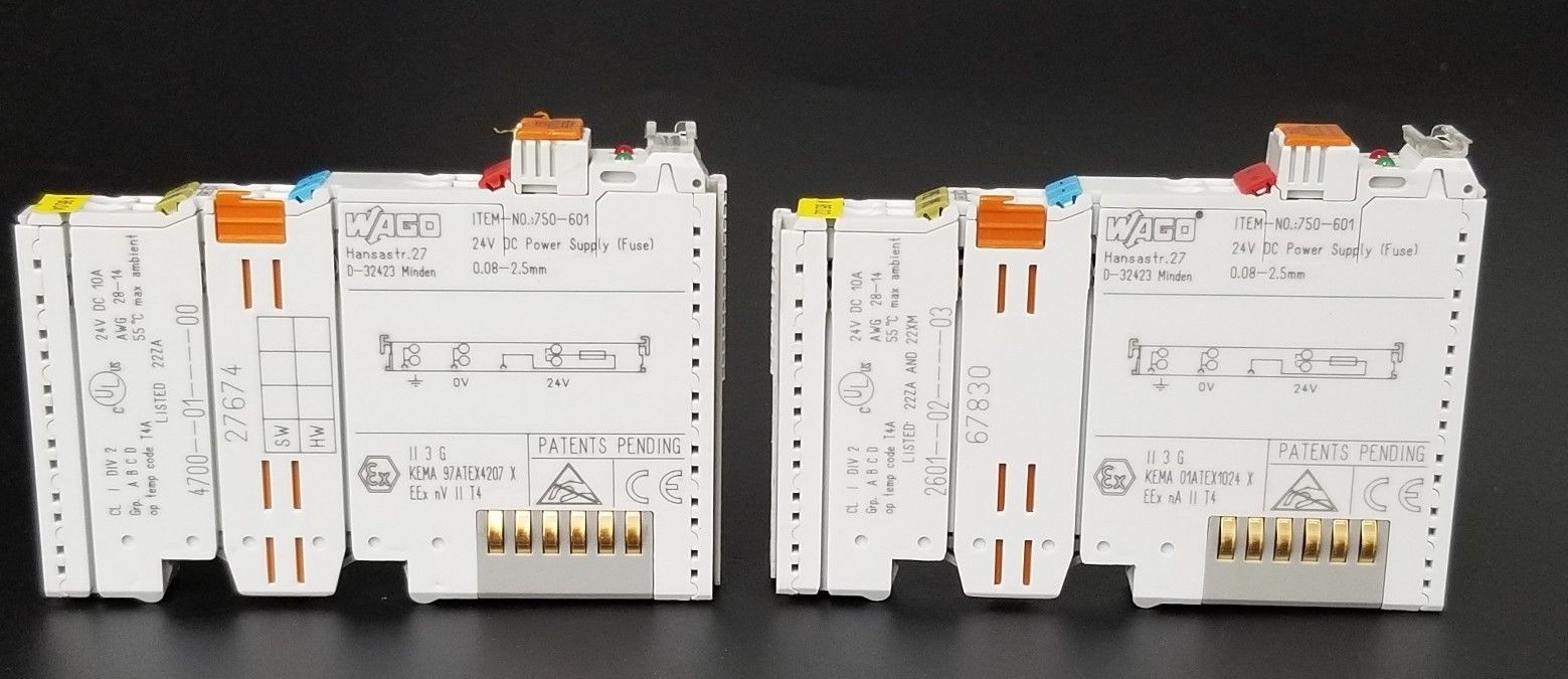 Used LOT OF 2 WAGOS 750-601 SUPPLY MODULES 750601